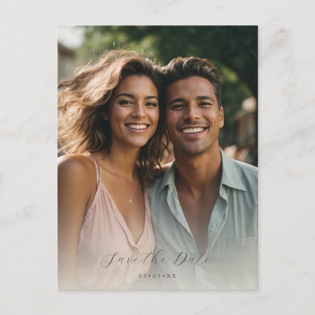 soft organic photo save the date postcard (Front)