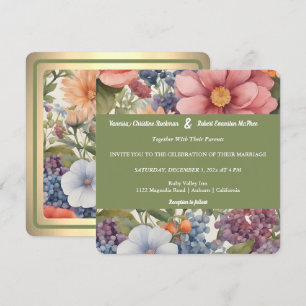 Soft Painted Floral Wedding Invitation