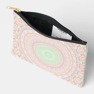 Soft Pale Paste Boho Trippy Hippie Groovy Mandala  Accessory Pouch