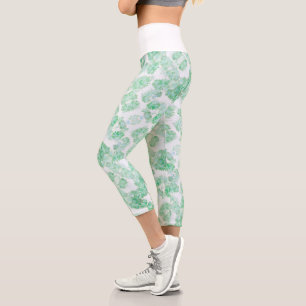 Soft Pale Pastel Turquoise Flowers Nature Leggings
