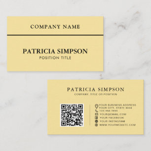 Soft Pale Yellow QR Code for Modern Professionals Business Card
