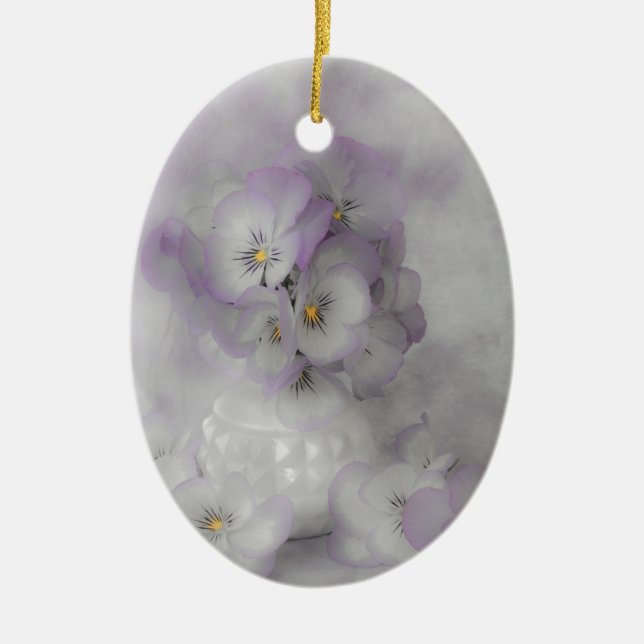 Soft Pansies Ceramic Ornament (Front)