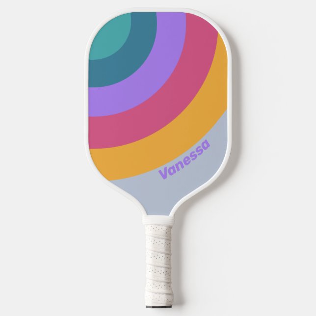 Soft Pansy Dream Circle Stripe with Name Pickleball Paddle (Front)