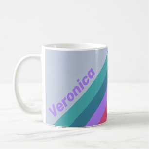 Soft Pansy Dream Stripes with Name Coffee Mug