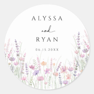 Soft Paste Floral Wildflower Wedding Classic Round Sticker