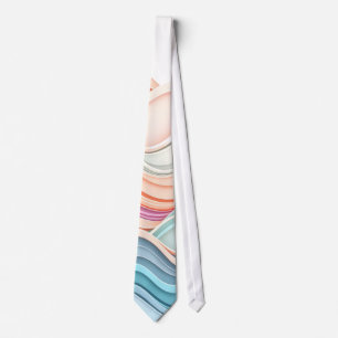 Soft Pastel 3D Abstract Wavy Lines Tie