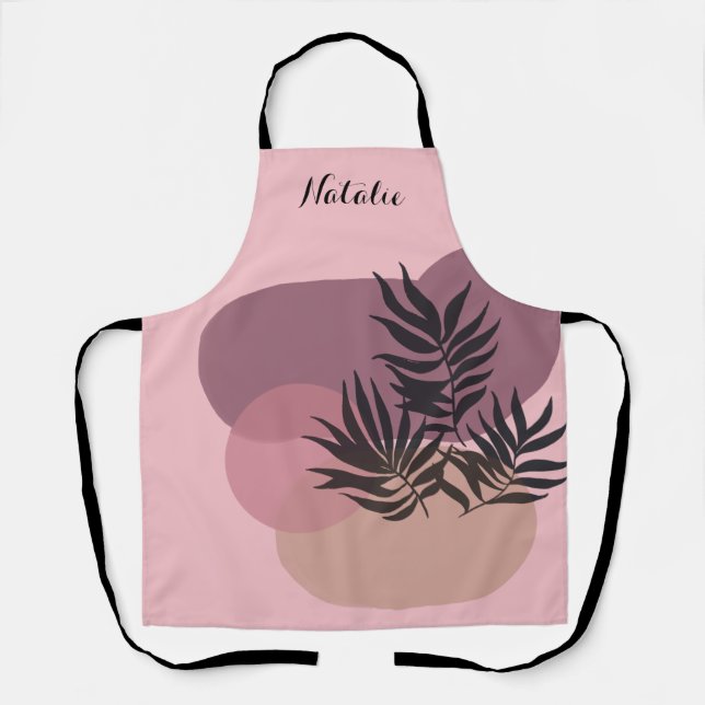 Soft Pastel Abstract Pink Tropical Apron (Front)