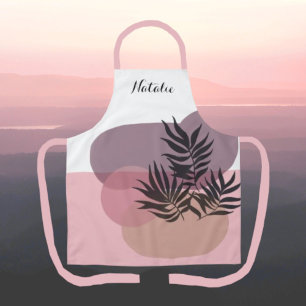 Soft Pastel Abstract Pink Tropical Apron