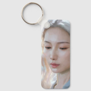 Soft Pastel Aesthetic Woman Fine Art Keychain