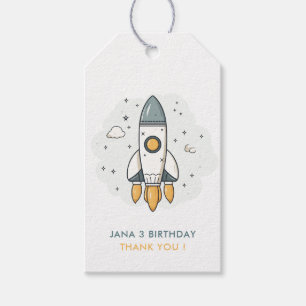 Soft Pastel Beige Rocket Ship Gift Tags