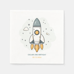 Soft Pastel Beige Rocket Ship Napkin