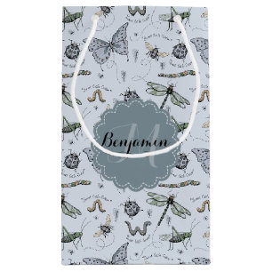 Soft Pastel Blue Boho Baby Bugs Kids & Baby Small Gift Bag