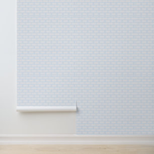 Soft Pastel Blue Brick Pattern Wallpaper