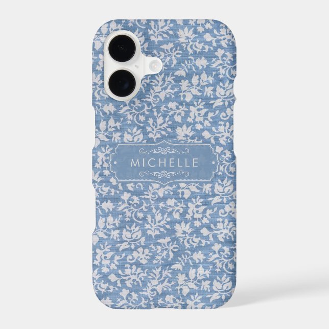 Soft Pastel Blue & Grey White Floral Boho Pattern (Back)