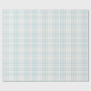 Soft Pastel Blue Linen Plaid Wrapping Paper