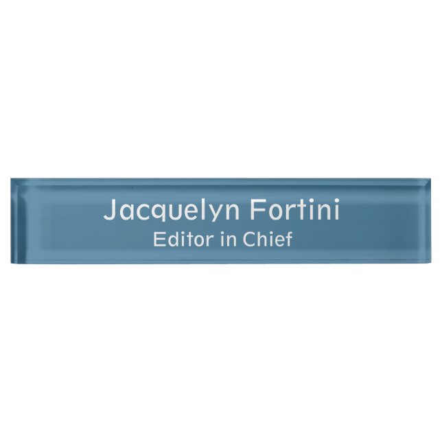 Soft Pastel Blue Plain Elegant Modern Minimalist Nameplate (Front)