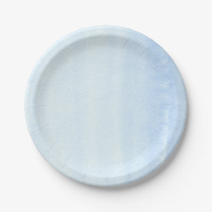 Soft Pastel Blue Watercolors Paper Plate