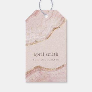 Soft Pastel Blush Rose Gold Agate Marble Texture Gift Tags