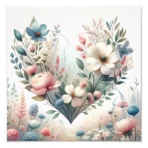 Soft Pastel Botanical Floral Meadow Photo Print