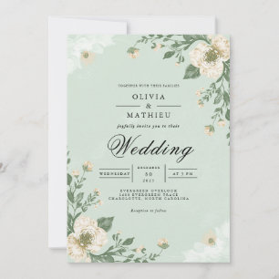 Soft Pastel Botanical Flourish Wedding Invitation
