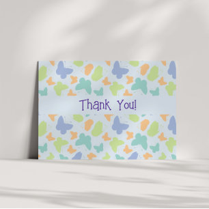 Soft Pastel Butterfly Flutters Personalized Thank You Card
