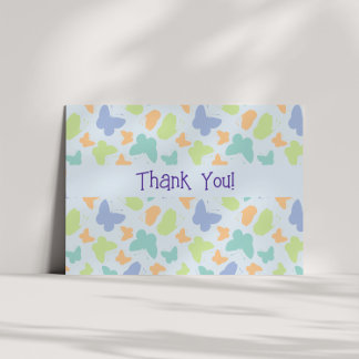 Soft Pastel Butterfly Flutters Personalized Thank You Card