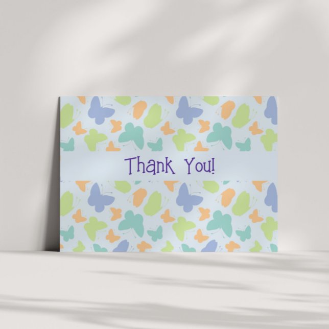 Soft Pastel Butterfly Flutters Personalized Thank You Card (Creator Uploaded)