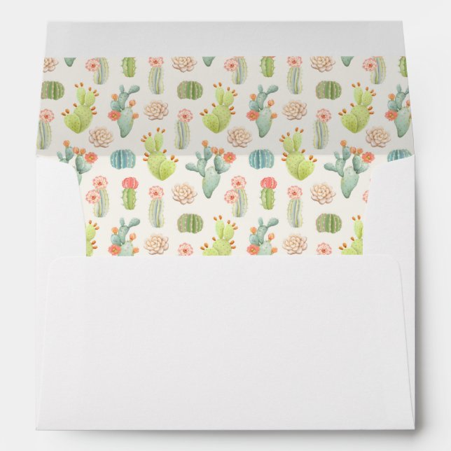 Soft Pastel Cactus & Succulent Pattern Envelope (Back (Bottom))