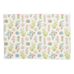 Soft Pastel Cactus & Succulent Pattern Pillowcase