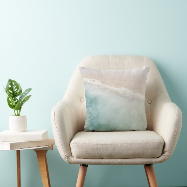 Soft Pastel Caribbean Ocean Bliss 1 Throw Pillow (Chair)