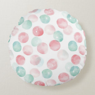 Soft Pastel Charm in Pink, Green & Blue Round Pillow