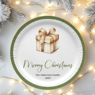 Soft Pastel Christmas Custom Family Name Party  Paper Plate