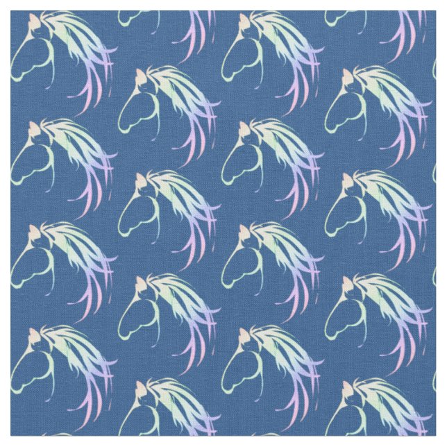 Soft Pastel Colourful Horse Head Logo art Fabric (Close Up)