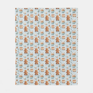 Soft pastel colours Christmas gingerbread man Fleece Blanket