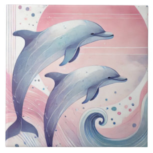 soft pastel dolphins tile