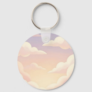 Soft Pastel Dreamy Clouds Lavender Pink Sky Keychain