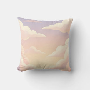 Soft Pastel Dreamy Clouds Lavender Pink Sky Throw Pillow