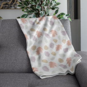 Soft Pastel Fall Leaf Pattern   Minimalist Autumn Fleece Blanket