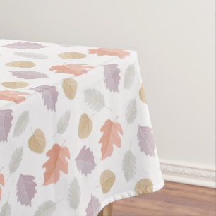 Soft Pastel Fall Leaf Pattern Minimalist Autumn Tablecloth