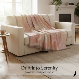 Soft Pastel Feathers   Romantic Pink & Gold Cozy Throw Blanket