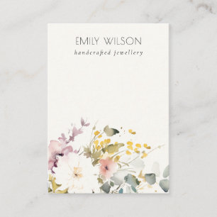 Soft Pastel Flora Watercolor Blank Jewelry Display Business Card