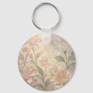 Soft Pastel Floral Bloom Painting Keychain