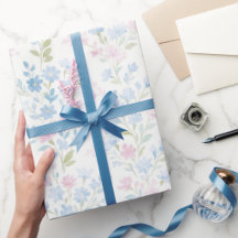 Soft Pastel Floral Christmas Wrapping Paper