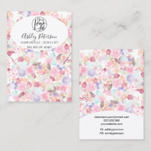 Soft pastel floral logo  jewellery earring necklac business card