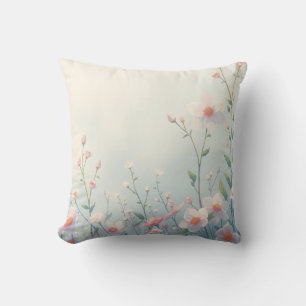 Soft Pastel Floral Meadow Accent Pillow
