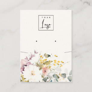 Soft Pastel Floral Necklace Earring Logo Display Business Card