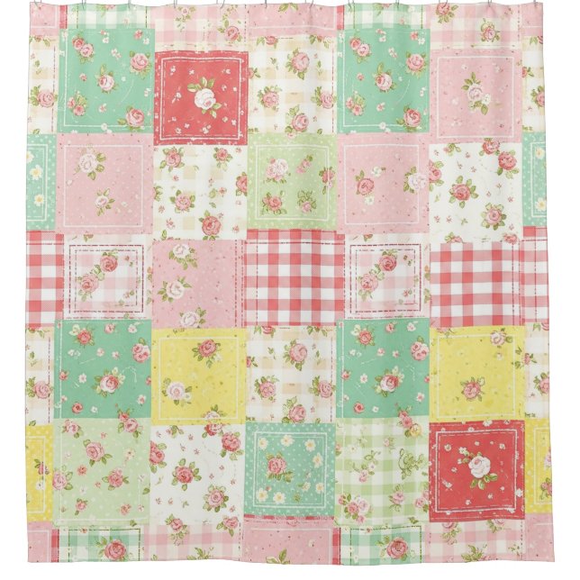 Soft Pastel Floral Patchwork Gingham Check (Front)