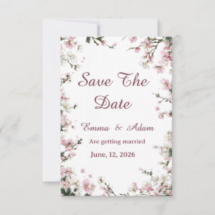 Soft Pastel Floral Save The Date  Wedding Card