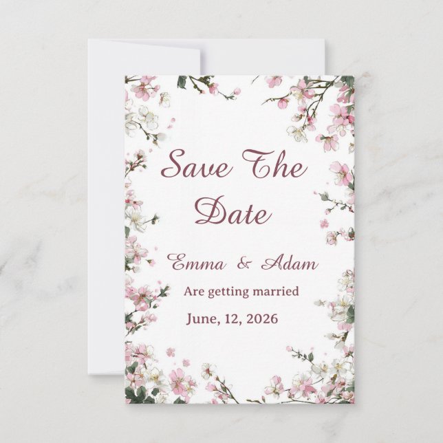 Soft Pastel Floral Save The Date| Wedding Card (Front)
