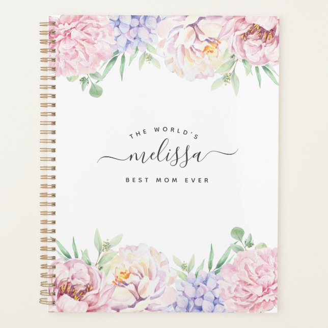 Soft Pastel Floral | World's Best Mom Ever Planner (Front)